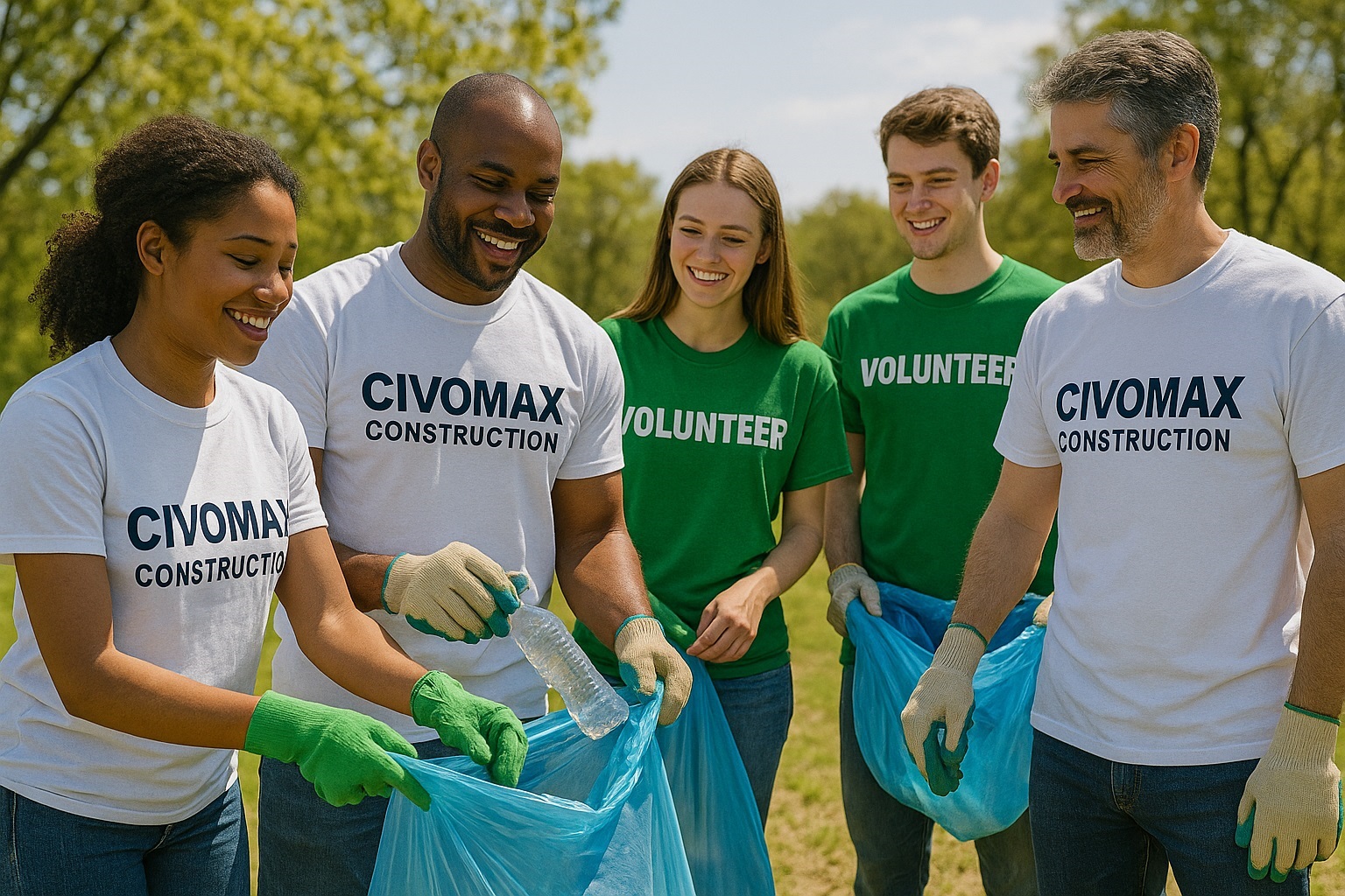Civomax volunteers building a home